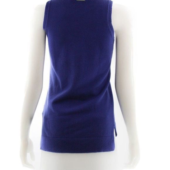 MICHAEL MICHAEL KORS Blue Sleeveless Cotton Sweater Size S - Picture 3 of 6